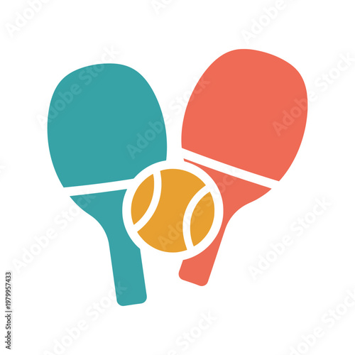 Table Tennis Paddles and Ball Icon Vector Isolated on White Background