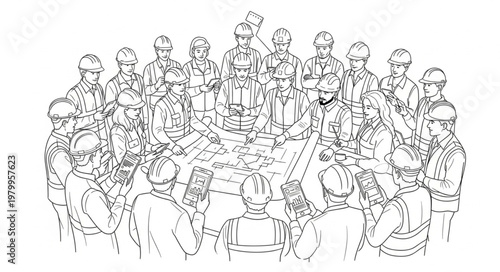 Illustration of a large group of musicians playing instruments.