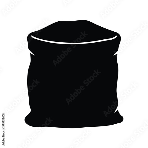 Stylized black silhouette of a sack or bag on a white background
