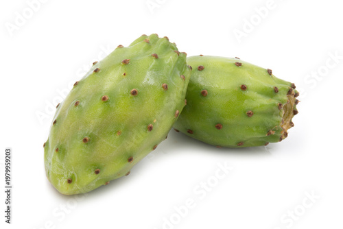 Prickly pears or opuntia fruits on white background