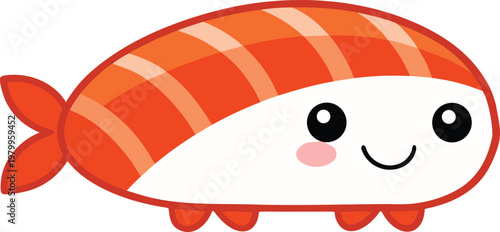 Cute sushi character with blushing cheeks illustration