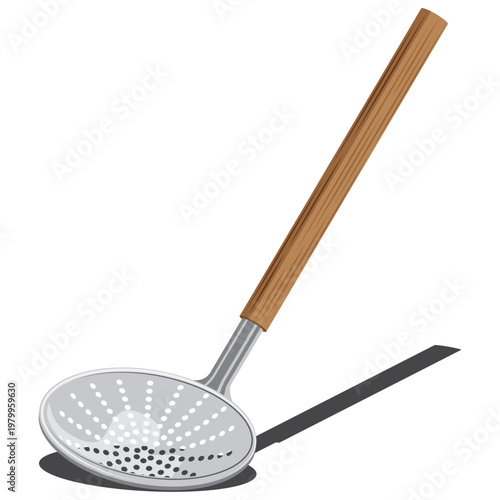 Mesh skimmer, frying tool vector.