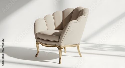 Luxury Shell-Inspired Beige Gold Designer Chair
