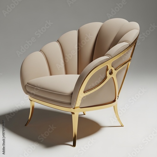 Luxury Shell-Inspired Beige Gold Designer Chair
