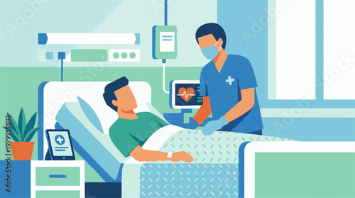 Nurse caring for a hospitalized patient in a modern medical facility