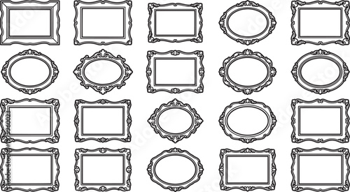 A collection of vintage picture frames showcasing a variety of ornate and decorative designs, offering versatile elements.