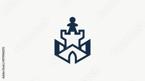 Abstract Castle Icon With Human Figure