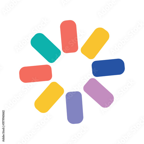 Colorful loading spinner icon vector isolated on white, modern flat design symbol