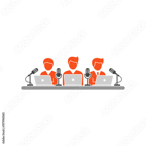 Three presenters engaged in a live podcast or radio show discussion