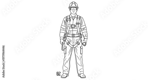 Illustration of a person in a full body protective suit.