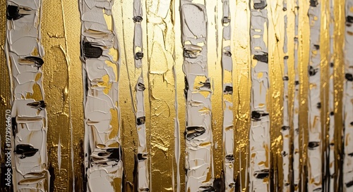 Golden birch forest an abstract impression of nature's verticality and light play