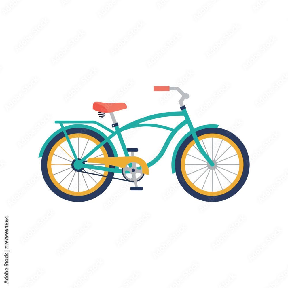 Fototapeta premium Colorful retro bicycle vector illustration isolated on white for cycling and transportation design
