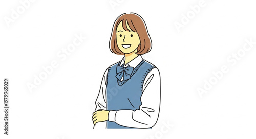 Illustration of a young Japanese schoolgirl in uniform.