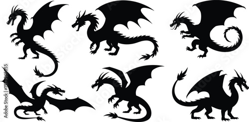 Black silhouettes of various animals including birds and mammals on white background