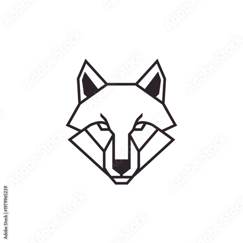 Geometric Fox Head Outline Minimalist Design.