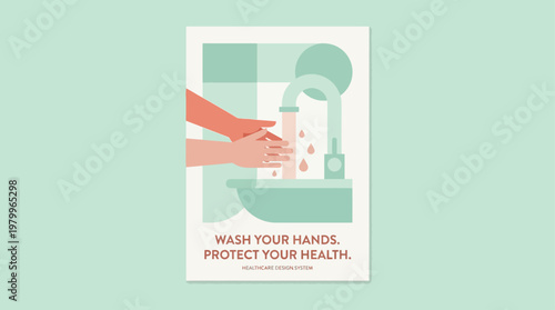 Modern Handwashing Instructional Infographic System Promoting Health and Safety