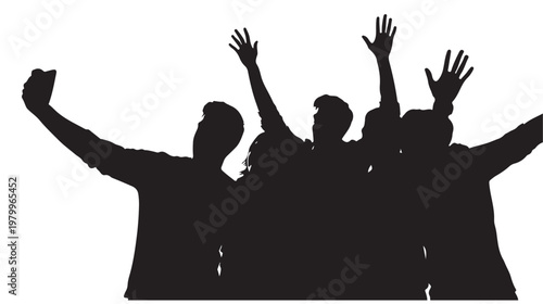 Crowd cheering silhouette, concert audience concept