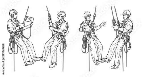 Illustration of Rappelling Techniques and Safety Gear.
