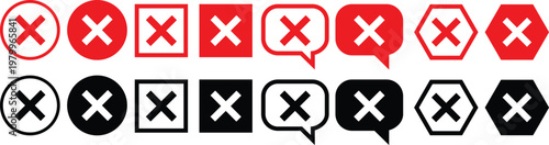 Printprohibition signs set in red and black flat design icons for rules and restrictions