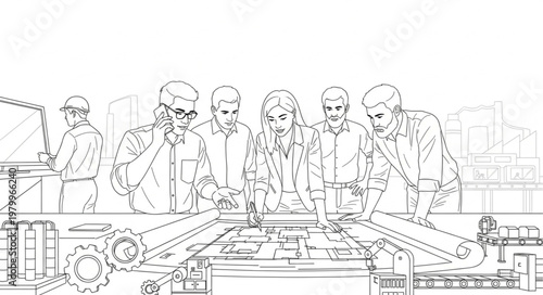 Industrial Manufacturing Process with Workers.