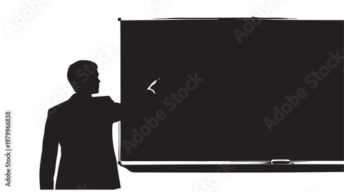 Teacher explaining lesson to students silhouette, education concept