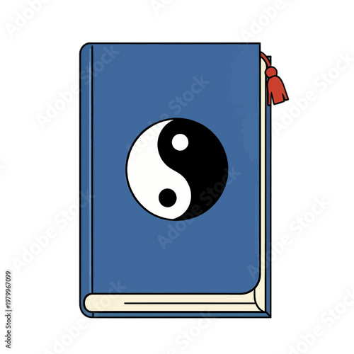 Blue Yin Yang Philosophy Book Vector Icon
