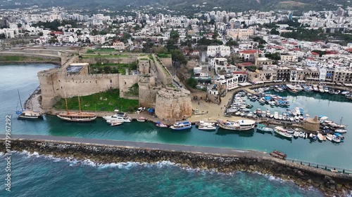 Girne (Kyrenia), a beautiful view of Girne Bay in Northern Cyprus.