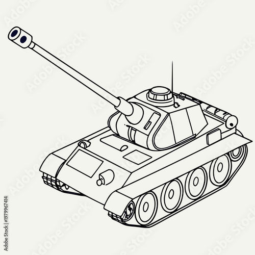 A black and white drawing of a tank