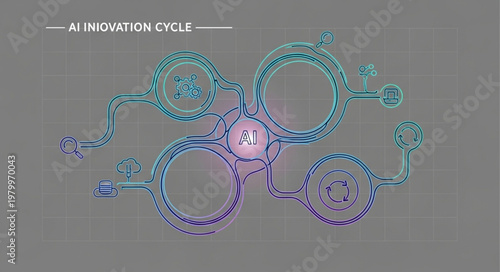 Abstract AI Innovation Cycle Circular Diagram Concept.