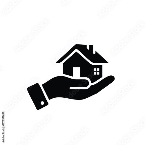 Real Estate Icon, House in Hand, Property Symbol, Home Ownership
