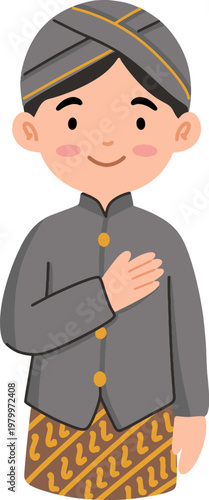 Traditional Indonesian Male Javanese Costume Illustration