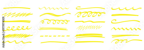 Red brush stroke underline collection. Marker red pen highlights squiggle stroke. Vector swoosh brush handwritten underline set for accent, pencil emphasis element. Vector illustration