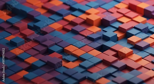colorful 3d pixel blocks pattern isolated on transparent background