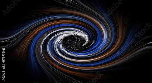 swirling spiral of blue, orange, and white colors isolated on transparent background