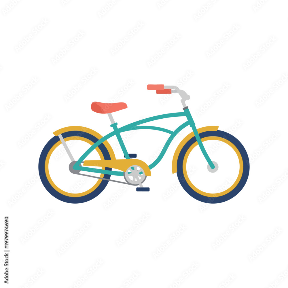 Fototapeta premium Colorful retro bicycle vector illustration isolated on white for cycling and transportation design