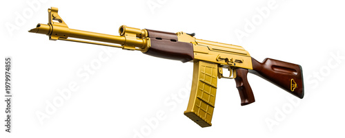 Tableau sur toile Luxury gold plated automatic rifle isolated