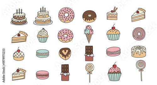 Assorted Sweet Treats and Desserts Display.