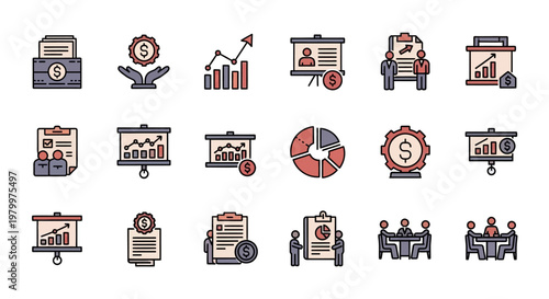 Business finance icons and symbols.
