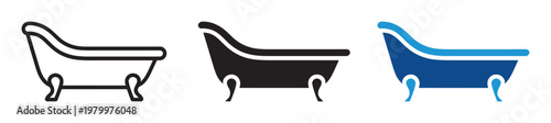 Luxury bathtub icon bathroom spa and relaxation symbol in outline and solid style vector illustration