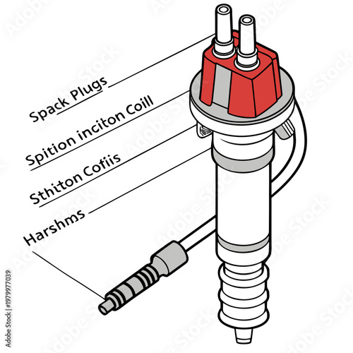 Diagram of an automotive distributor with spark plug wires spark plugs ignition system car part auto parts automotive industry vehicle parts motor vehicle electrical system combustion engine
