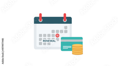 Subscription Renewal Payment Calendar and Online Billing Financial Concept
