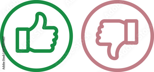 Green thumbs up and red thumbs down icons representing positive and negative feedback choices for users
