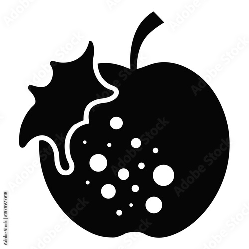 Black apple silhouette with white details