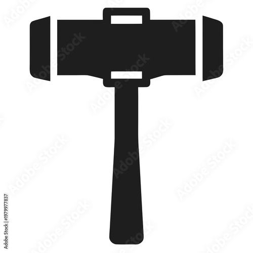 Black silhouette of a sledgehammer on a white background heavy duty