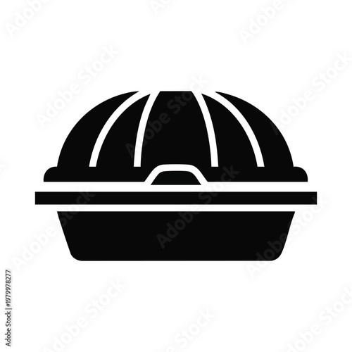 Black, modern serving dish icon, food cover symbol, vector illustration, kitchen utensil