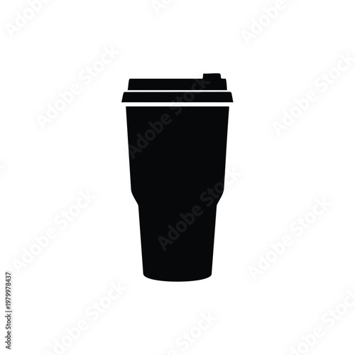 Black coffee cup, disposable cup, takeout cup, vector icon