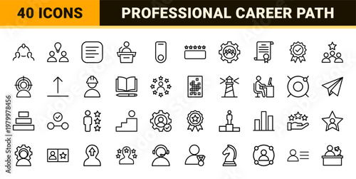 Professional expert and specialist line icons for business management