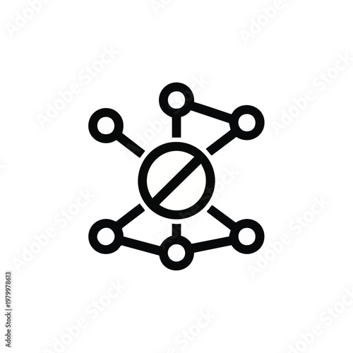 Prohibition, network, connection, ban icon, no access symbol, black vector graphics