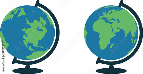 World globe illustrations set, earth geography map icons, global education vector design collection
