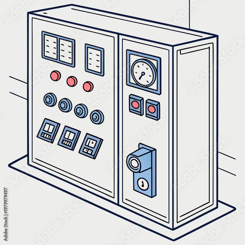 Industrial control panel with gauges and switches industrial equipment technology engineering electrical mechanism automation operator monitoring measurement industry dashboard controls